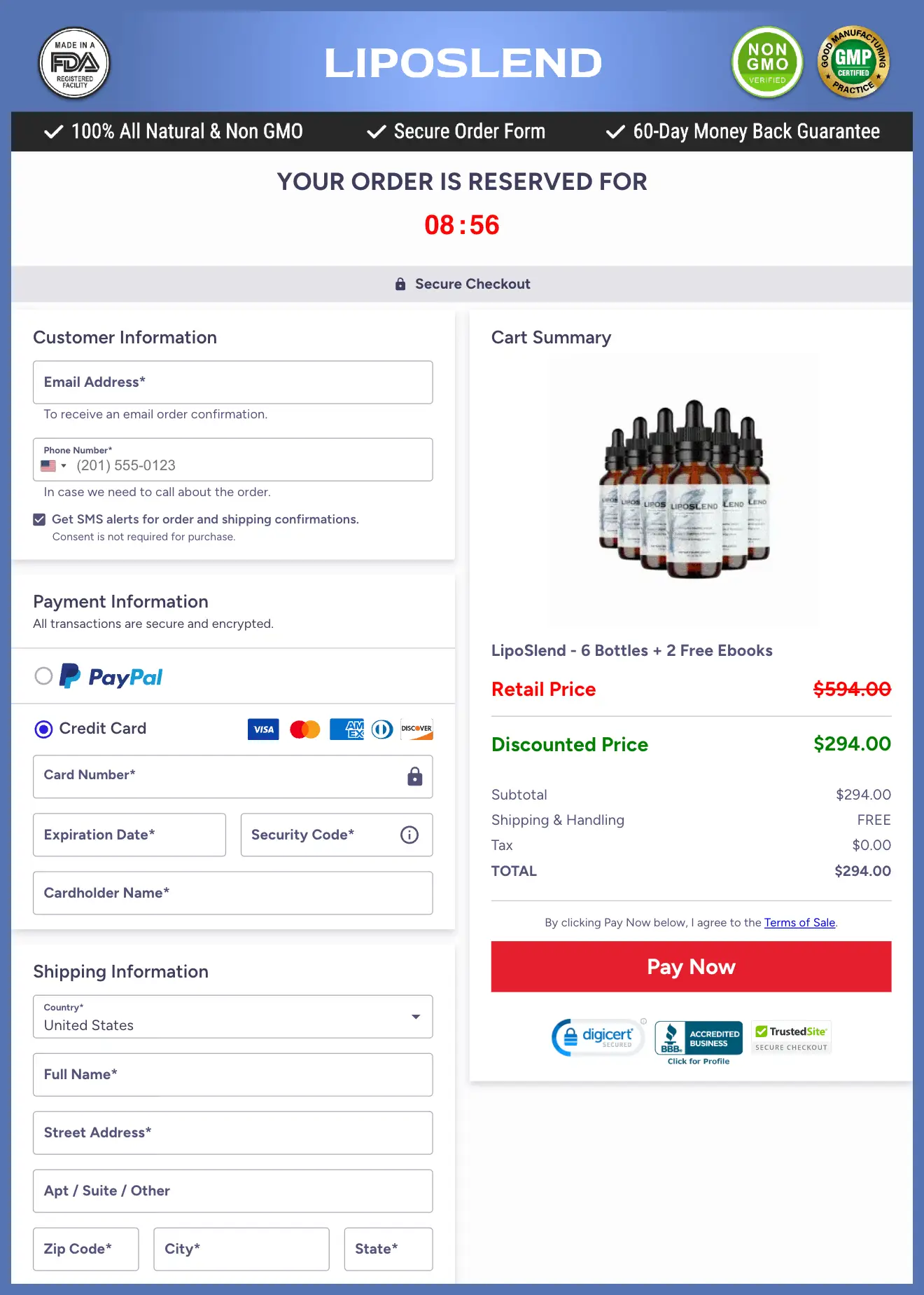 LipoSlend Official Website Secure Order Page